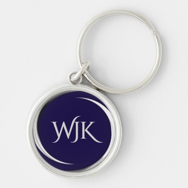 Navy Blue Monogrammed Keychain (Front)