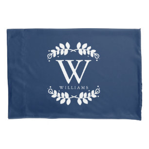 Navy Blue Monogrammed Pillowcase