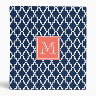 Navy Blue Moroccan Coral Monogram Binder