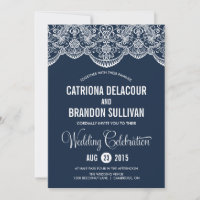 Navy Blue Moroccan Lace Pattern II Wedding