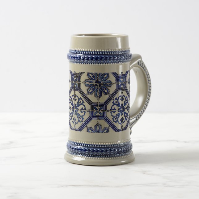 “Navy Blue Mosaic”  Beer Stein (Front Right)