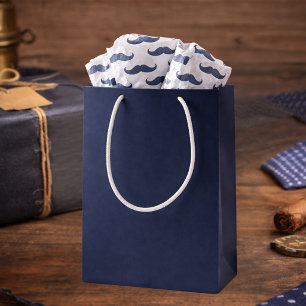 Navy Blue Moustache Pattern Father's Day Tissue Paper