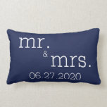 Navy Blue Mr. and Mrs. Modern Wedding Pillows<br><div class="desc">Navy blue Mr. and Mrs. modern wedding pillows with customizable text</div>