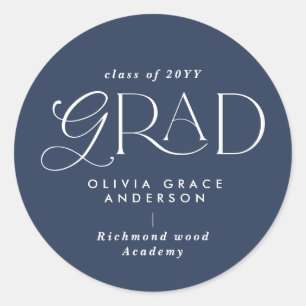 Navy blue multi photo modern contemporary classic round sticker