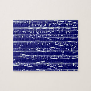 Navy blue music notes jigsaw puzzle