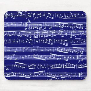 Navy blue music notes mouse pad
