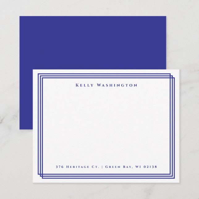 Navy Blue Name Address Professional  Card (Front/Back)