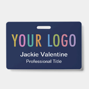 Navy Blue Name Badge with Logo Clip Reel Lanyard