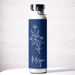 Navy Blue Name Floral Bachelorette Bridal  Water Bottle<br><div class="desc">Celebrate in style with our Name Hand Scripted Bachelorette Bridal Party Thermal Wine Tumbler. Featuring an elegant, personalized script design, this tumbler is perfect for keeping beverages at the ideal temperature during your bridal festivities. Crafted from high-quality, insulated materials, it’s as practical as it is chic. Ideal for bachelorette parties,...</div>
