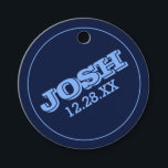 Navy Blue Name Logo Favour Tags<br><div class="desc">Send them off with a favour they'll admire as well as remember!  These favour tags have your name and date logo on the front,  and place for your special greeting and message on the back.</div>