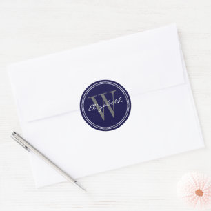 Navy Blue Name Monogram Envelope Seals