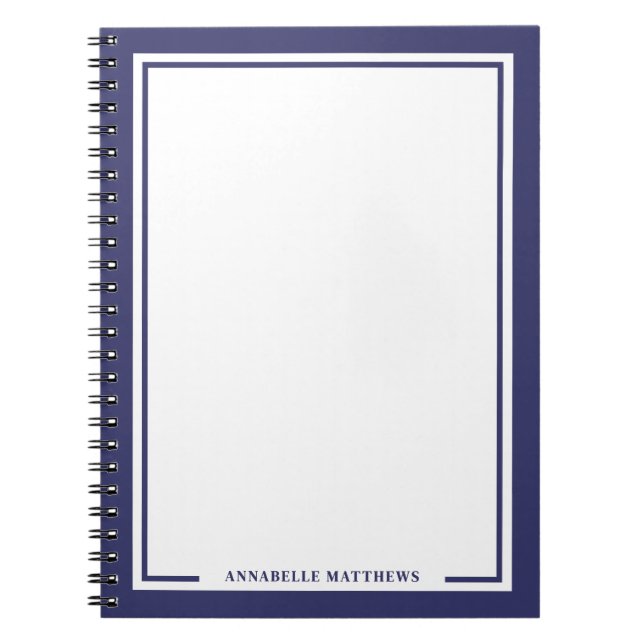 Navy Blue Name Monogram Notebook (Front)