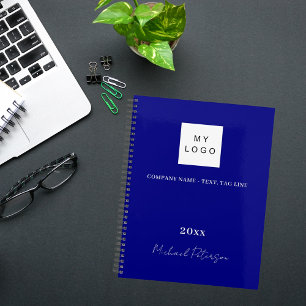 Navy blue name script business logo 2025 planner