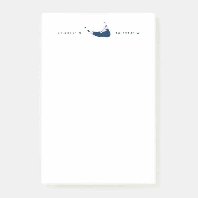 Navy Blue Nantucket Island Map and Coordinates Post-it Notes (Front)