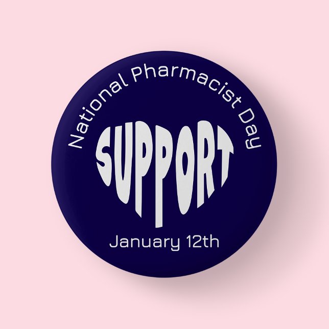 Navy Blue National Pharmacist Day 2 Inch Round Button (Pharmacist)