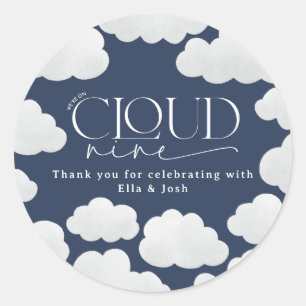 Navy Blue natural cloud nine shower modern stylish Classic Round Sticker