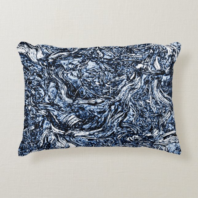 Navy Blue Nature Abstract Pattern Accent Pillow (Front)