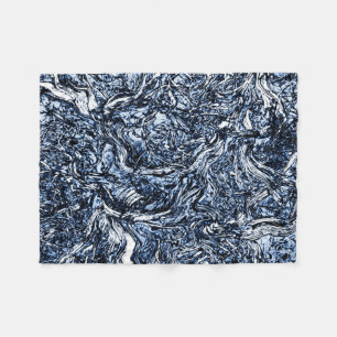 Navy Blue Nature Abstract Pattern Fleece Blanket