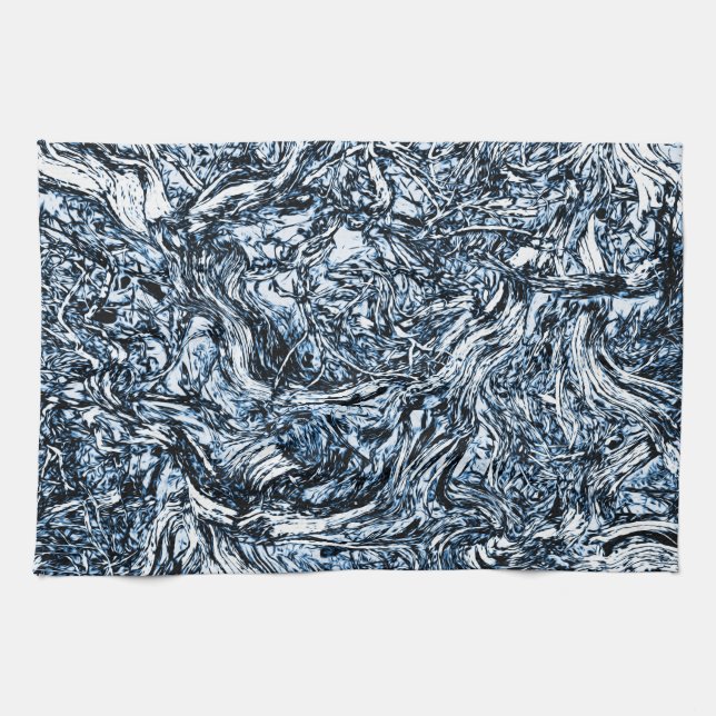 Navy Blue Nature Abstract Pattern Kitchen Towel (Horizontal)