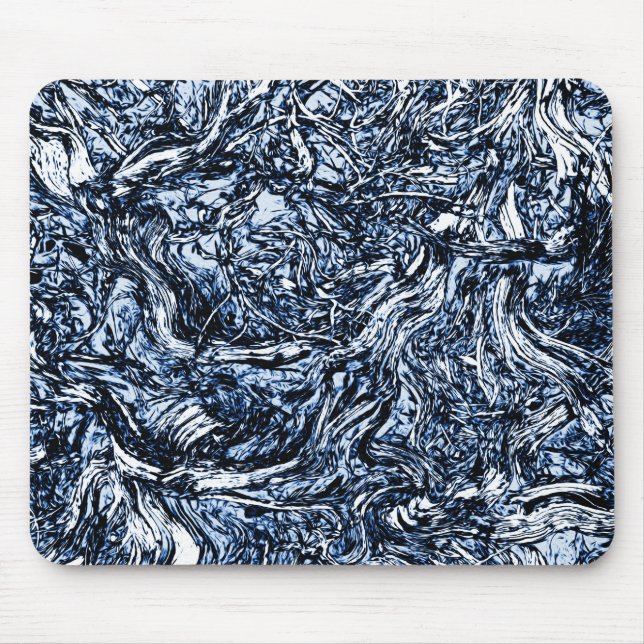 Navy Blue Nature Abstract Pattern Mouse Pad (Front)