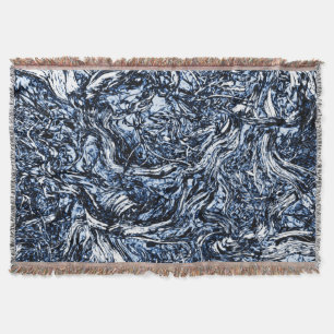 Navy Blue Nature Abstract Pattern Throw Blanket