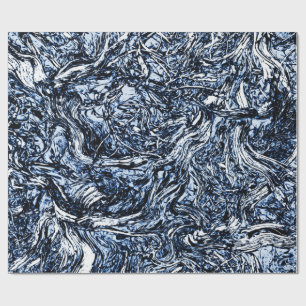 Navy Blue Nature Abstract Pattern Wrapping Paper