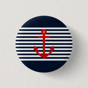 Navy Blue Nautical 1 Inch Round Button