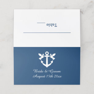 Navy blue nautical anchor maritime wedding place card