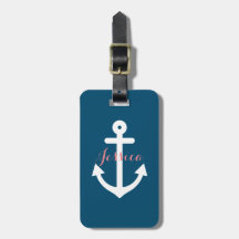Navy Blue Nautical Anchor Monogram