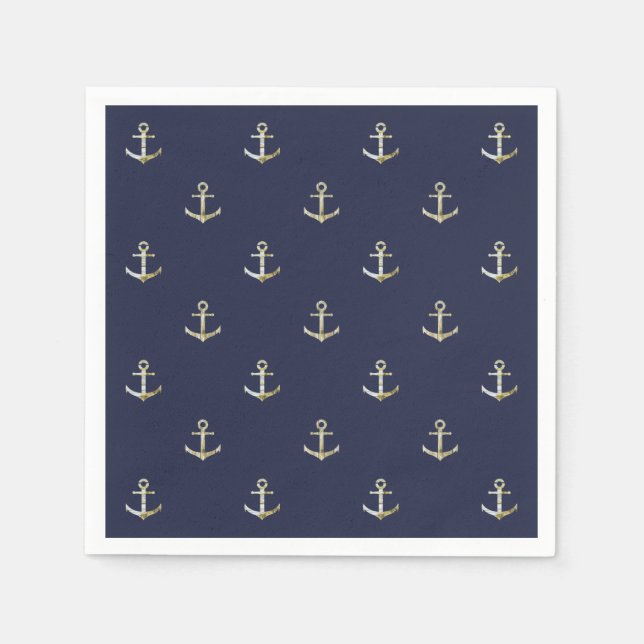 Navy blue nautical anchor napkin (Front)