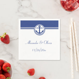 Navy Blue Nautical Anchor Napkin