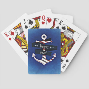 Navy Blue Nautical Anchor Playing Cards