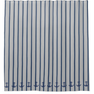 Navy Blue Nautical Classic Anchor Shower Curtain