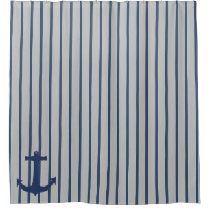 Navy Blue Nautical Classic Anchor Shower Curtain