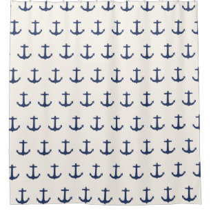 Navy Blue Nautical Classic Anchor Shower Curtain
