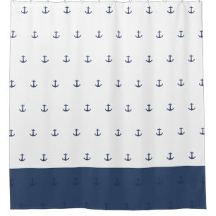 Navy Blue Nautical Classic Anchor Shower Curtain