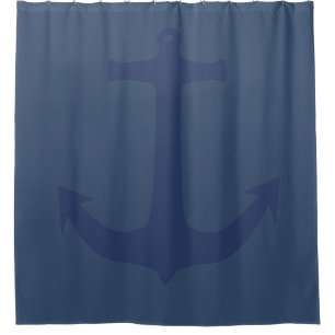Navy Blue Nautical Classic Anchor Shower Curtain