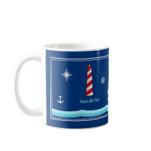 Navy Blue Nautical Coffee Mug for Boat Lovers
