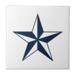 Navy blue nautical star small custom ceramic tile<br><div class="desc">Navy blue nautical star small custom ceramic tile. Personalized tiles with icon design. Stylish decor for new home. Custom kitchen and bathroom wall decorations. Create your own trendy backsplash. Available in small and big sizes. Customizable colours.</div>