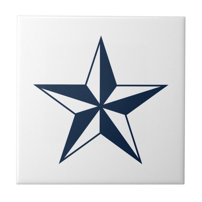 Navy blue nautical star small custom ceramic tile (Front)