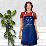 Navy Blue Nautical Theme Family Name Apron<br><div class="desc">Unique nautical theme design for your family kitchen or your family getaway kitchen.</div>
