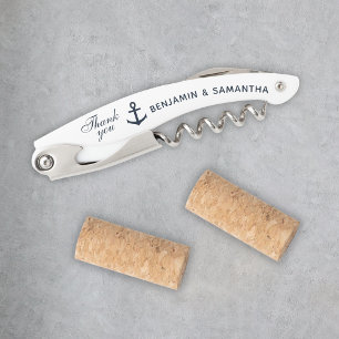 Navy Blue Nautical Wedding Thank You Favours Custo Corkscrew
