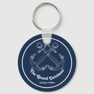 Navy Blue Nautical Welcome About Custom Boat Keychain