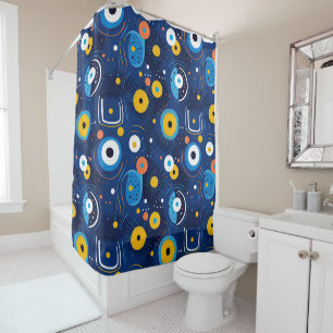 Navy Blue Nazar BOHO Evil Eye Pattern