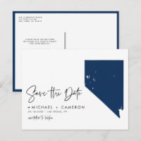 Navy Blue Nevada State Map QR Code Save the Date