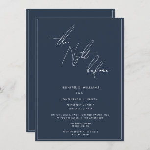 Navy Blue Night Before Rehearsal Dinner Invitation