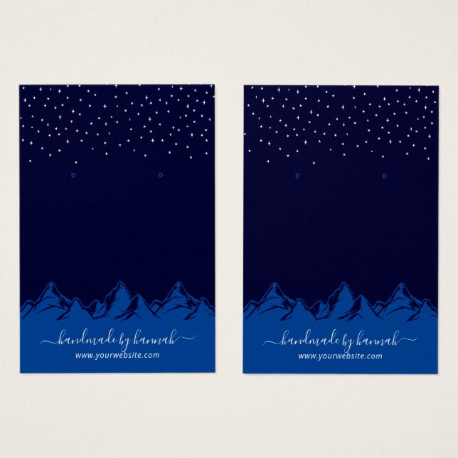 Navy Blue Night Mountains Handmade Earring Display (Front & Back)