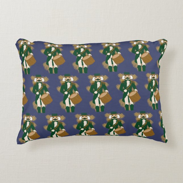 Navy Blue Nutcracker Christmas Accent Pillow (Front)