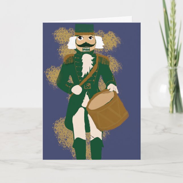 Navy Blue Nutcracker Christmas Card (Front)