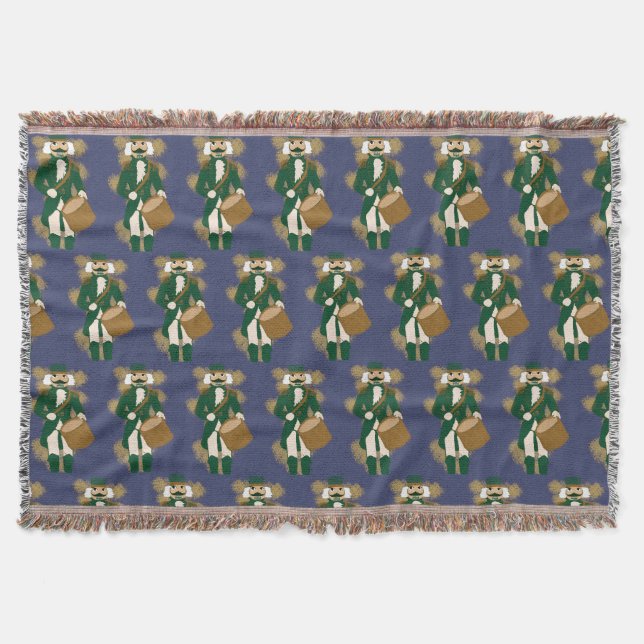Navy Blue Nutcracker Christmas Throw Blanket (Front)